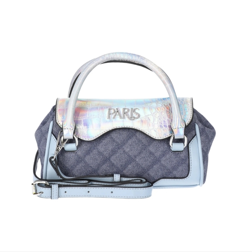 Paris Hilton Mason Mini Tote Crossbody Denim Holographic Iridescent NWT Easter - Picture 11 of 15